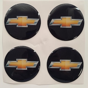 Excellent Quality / Set x 4 Self Adhesive Silicone Stickers Logo Chevrolet for Wheel Center Hub Caps / Rims Tuning / Epoxy Resin Emblem