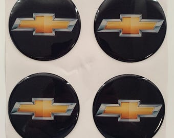 Excellent Quality / Set x 4 Self Adhesive Silicone Stickers Logo Chevrolet for Wheel Center Hub Caps / Rims Tuning / Epoxy Resin Emblem
