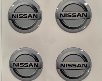 Excellent Quality / Set x 4 Self Adhesive Silicone Stickers Logo Nissan for Wheel Center Hub Caps / Rims Tuning / Epoxy Resin Emblems