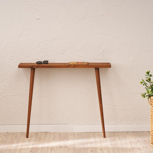 Slim Wood Console Table: Narrow Entryway Table with Shelves