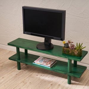 Solid Wood TV Stand: Minimalist Media Console with Shelf image 3