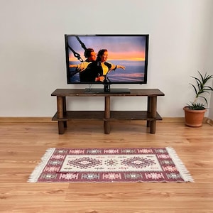 Handmade Solid Pine Wood TV Stand: Rustic Media Console