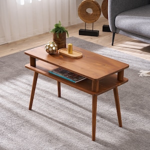 Solid Wood Rectangle Coffee Table: Modern Minimalist Tea Table