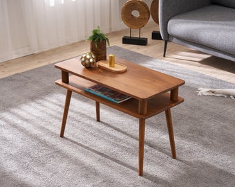 Solid Wood Rectangle Coffee Table: Modern Minimalist Tea Table