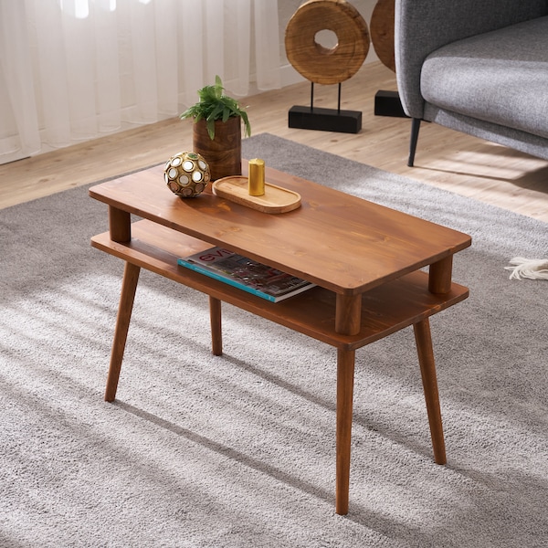 Solid Wood Rectangle Coffee Table: Modern Minimalist Tea Table