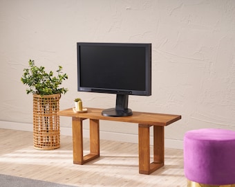 Handcrafted Solid Wood TV Stand: Modern Minimalist Media Console