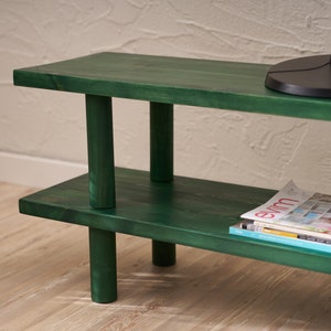 Solid Wood TV Stand: Minimalist Media Console with Shelf image 8