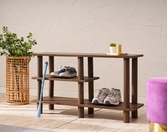 Handmade Solid Wood Shoe Rack Bench: Entryway Organizer
