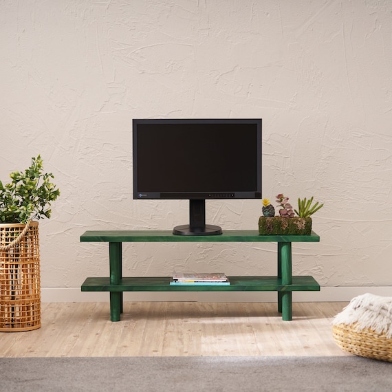Solid Wood TV Stand: Minimalist Media Console with Shelf