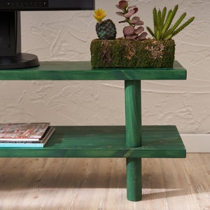 Solid Wood TV Stand: Minimalist Media Console with Shelf image 6