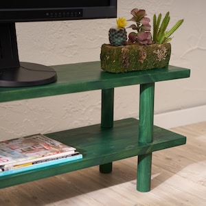 Solid Wood TV Stand: Minimalist Media Console with Shelf image 5
