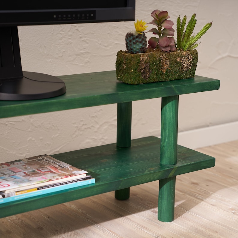 Solid Wood TV Stand: Minimalist Media Console with Shelf image 5