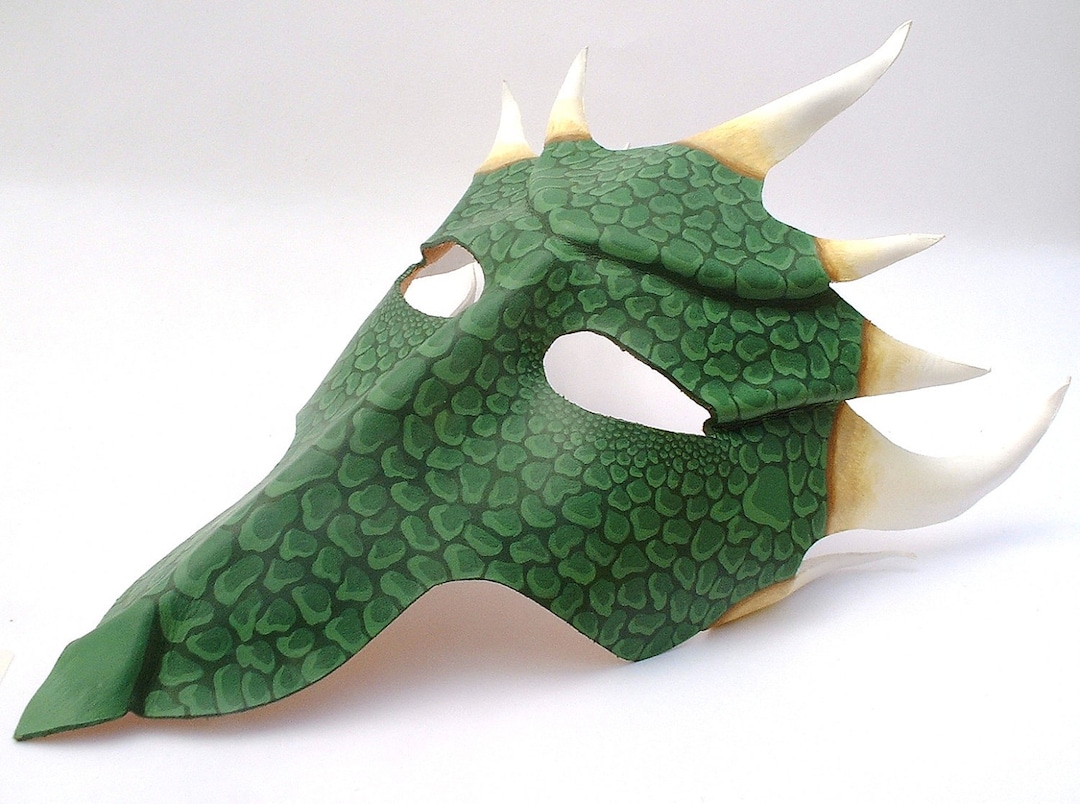Green Dragon Leather Mask Etsy