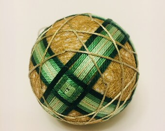 Christmas Ornament, Japanese Temari Ball, embroidered, gift for mom, holiday decoration, Christmas tree decoration, Christmas Tree Ornament