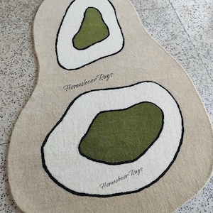 Minimalist Beige Modern Abstract Irregular Shape Woolen Hand Tufted Designer Area Rug for Living Room, Bedroom , Office - 5x8, 6x9, 8x10