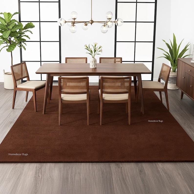 Hand Tufted Solid Dark Brown Wool Rug – Chocolate Brown Area Rug for ...