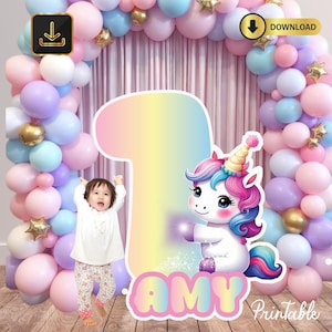 Cutout Decor Unicorn Birthday, UNICORN Baby Shower, Birthday Party, digital download, personalise unicorn number