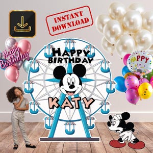 Printable Mikey Mouse Ferris Wheel Cutout, Mikey Baby Shower Party Decoration, Dinseyland Birthday Party Stand Up Prop, cutout, DIGITALFILE