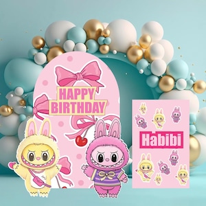 Labubu Decor, Labubu props, labubu cutout, Instant Download, Labubu Character, Happy birthday labubu personlised