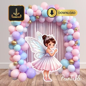 Fairy Big Decor Cutout, Cute Fairy Birthday Fairy Party Decoration Floral Fairy Princess Fairy Birthday Party Cutouts Instant Download