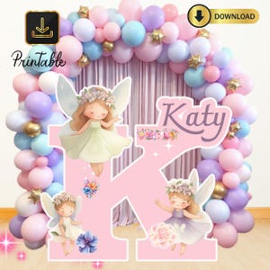 Fairy Big Decor Cutout, Cute Fairy Birthday Fairy Party Decoration Floral Fairy Princess Fairy Birthday Party Cutouts Instant Download