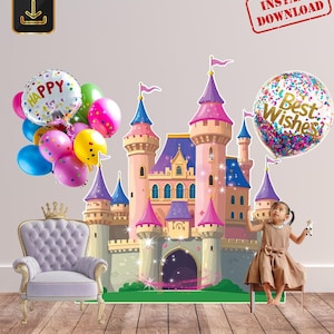 CASTLE BIG DECOR Cutout Prinzessin Geburtstagsparty magische Blumen Prinzessin Instant Download druckbare