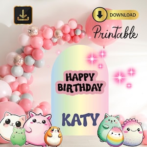 Squishmallows Sharon Birthday Squad cat Cut Out Sign, INSTANT Download, PNG Image with Transparent Background, Birthday Decoration Sign