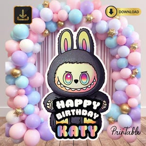 Rainbow Labubu Decor, Labubu props, labubu cutout, Instant Download, Labubu Character, Happy birthday labubu personlised