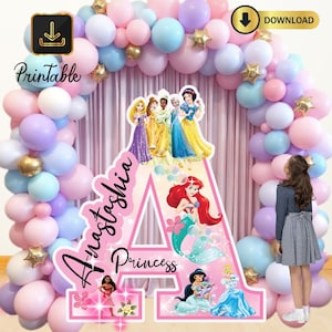 BIG DECOR  ALPHABET: Personalised Cutout Decor Princes, Princes Birthday Decoration Baby Shower, Birthday Party, digital download