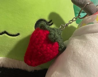 Crochet Strawberry Keychain
