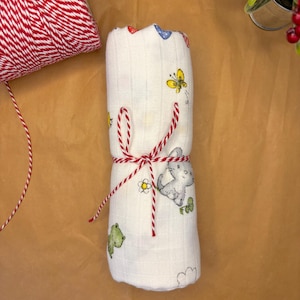 Farm baby blanket, muslin fabric, double gauze swaddle, muslin baby, 100% natural cotton, organic blanket, ecofriendly, baby shower gift