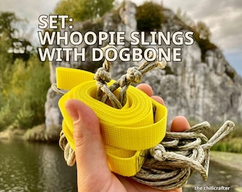 Ultralight Hammock Suspension Set - Adjustable - Whoopie Slings with Dogbone - UHMWPE (Nexsteel, Dyneema-like) - chillcrafted