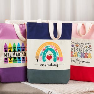 Personalisierte Lehrer Canvas Tragetasche Geschenk für Lehrer Benutzerdefinierte Lehrer Wertschätzung Geschenk Zurück in der Schule Lehrer Leben Tote Lehrer Name Tasche