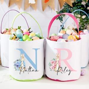 Personalisierter Osternkorb, Kinder-Osternkorb-Gewohnheit mit Name, Kinder-Osterei-Jagd-Tasche, kundenspezifisches Ostergeschenk, Baby-Häschen-Osternkorb