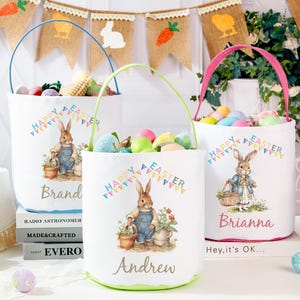 Personalisierte Osternest, Osterkorb mit Namen, Ostergeschenke für Jungen und Mädchen, Baby erstes Ostergeschenk, Haseneimer für Kinder