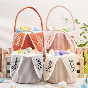 Kinder Ostern Korb, Ostern Einkaufstasche, Baby Geschenk, personalisierte Plüsch Osterkorb, Kinder Hase Korb mit Name, Ostergeschenk für Kinder Mädchen Jungen