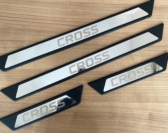 Car door sill protectors kick plates, scratch guards, Scaff plate door sill protectors 4 Pcs (TEXTED)