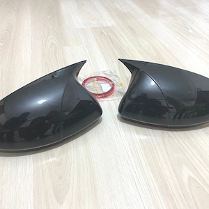 Cubiertas para espejos retrovisores exteriores con diseño de murciélago, color negro brillante, 2 piezas, para VW T-Roc 2017-2020