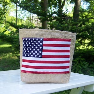 American Flag Burlap Basket