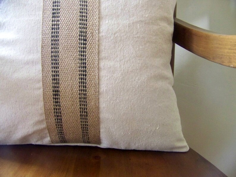 Red Stripe Jute Pillow image 4