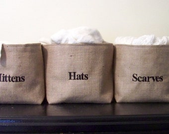 Set of 3 Personalized Burlap Baskets