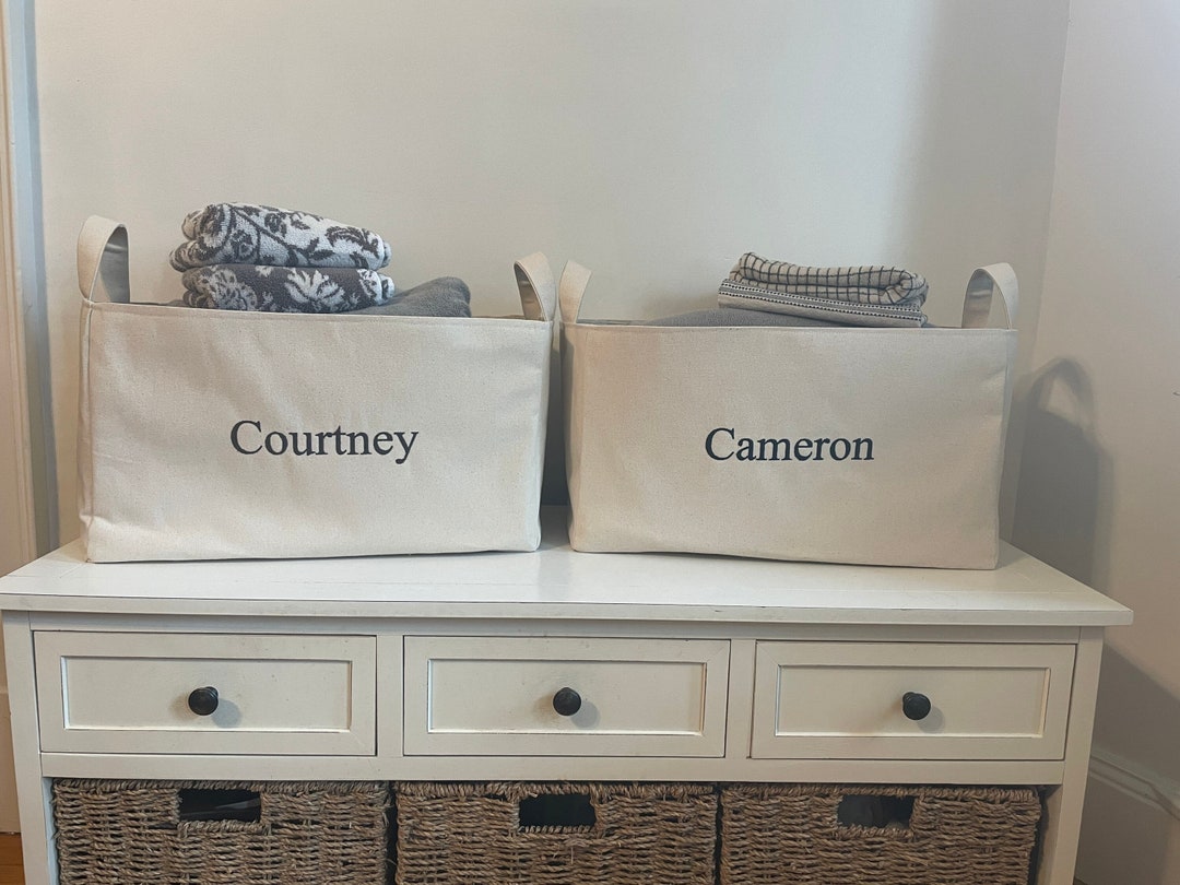Personalized Canvas Baskets Etsy