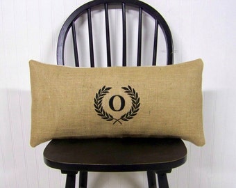 Monogram Burlap Pillow