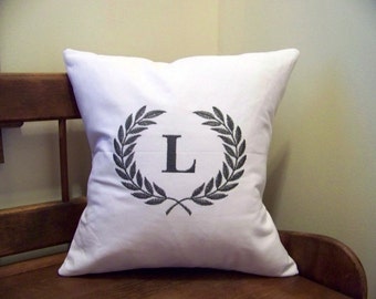 Laurel Wreath Embroidered Pillow