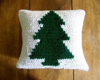 Hand Knitted Christmas Tree Pillow