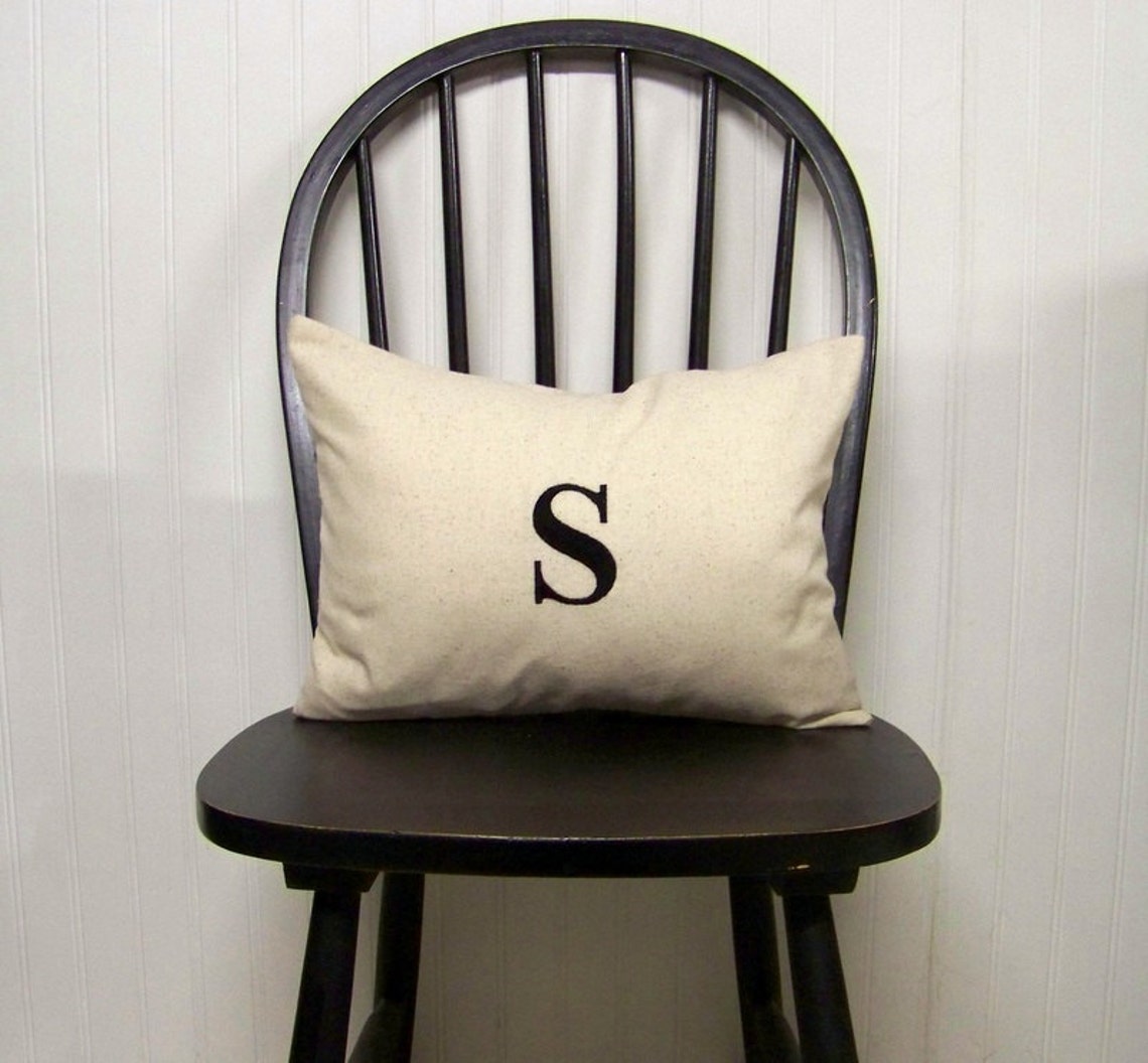 Embroidered Monogram Pillow Cover Personalized Custom Etsy