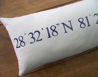 Personalized coordinates pillow - you choose the location!