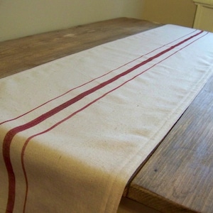 Red Stripe Table Runner Grain sack image 3