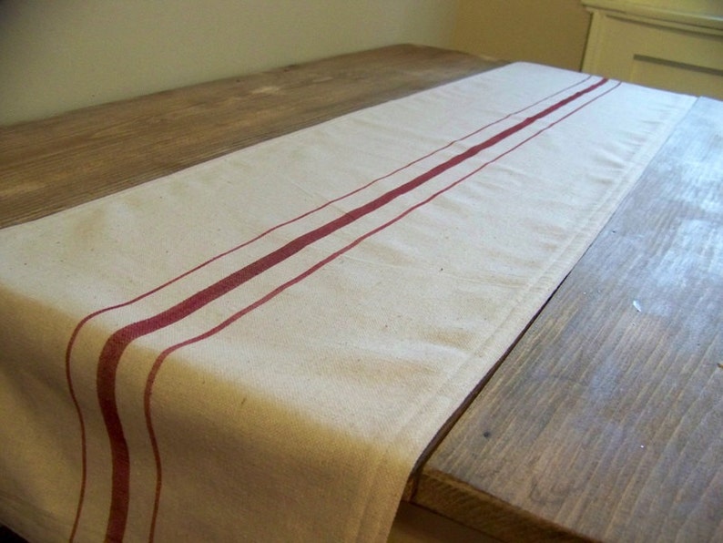 Red Stripe Table Runner Grain sack image 3