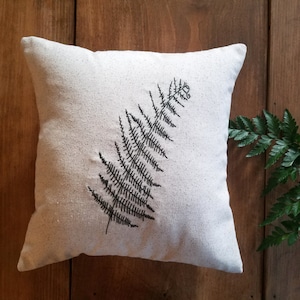 embroidered Fern Pillow